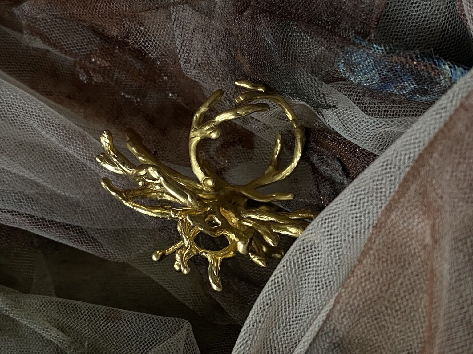 anel flor do acaso dourado